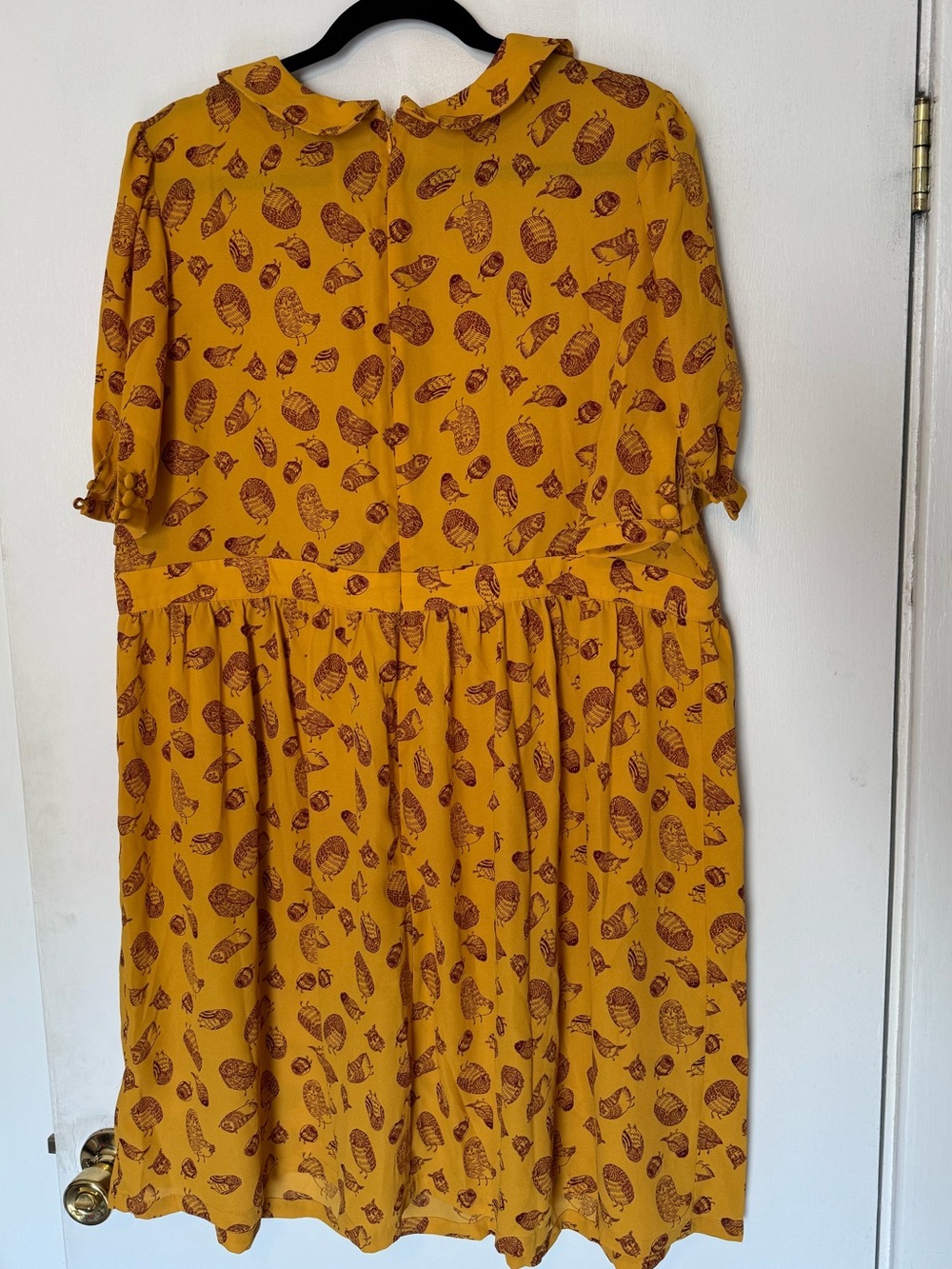 ModCloth Mustard Yellow Bird Print Dress with Peter Pan Collar - Picture 5 of 5